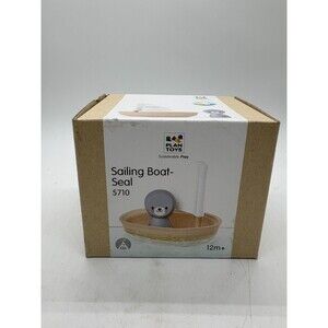PlanToys Sustainable Play Sailing Boat Seal Wooden Bath Toy Baby Gift Ages 12m+